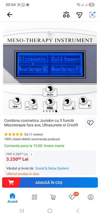 Combina cosmetica Juviskin cu 3 functii Mezoterapie fara ace, Ultrasun