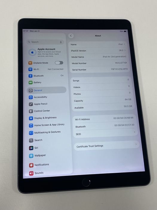 Apple iPad Air 3 10.5” 2019 wifi 64gb id-xxl6187
