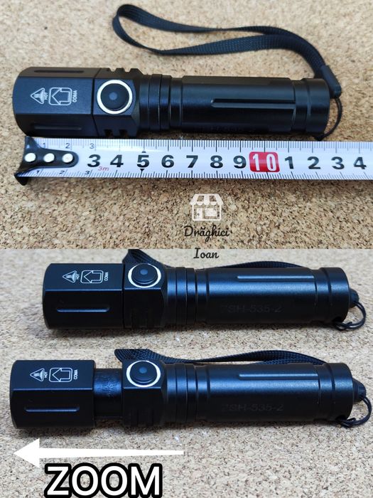 Lanterna mini - led PM10 LASER, din aliaj si cu acumulator 18650