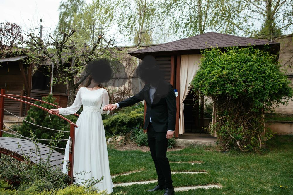 Rochie de mireasa vaporoasa voal gratuit inclus corset la spate