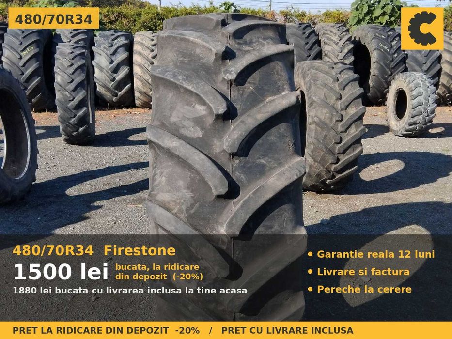 Cauciucuri Anvelope 480/70R34 480/70 R34 18.4R34 480/70-34 4807034 Firestone Tractor Punte Spate Tractiune SH Second Hand IEFTIN Oferta Pret Bun