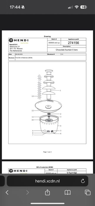Fantana de ciocolata cu niveluri, 230 V / 265 W, ø330x(H)700 mm