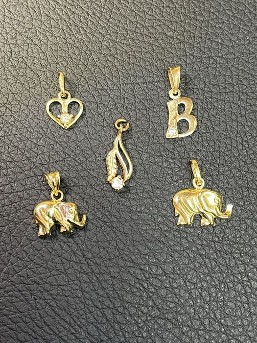 Златни висулки буква сърце слонче 14 карата 585 zlatni gold sarce bukv