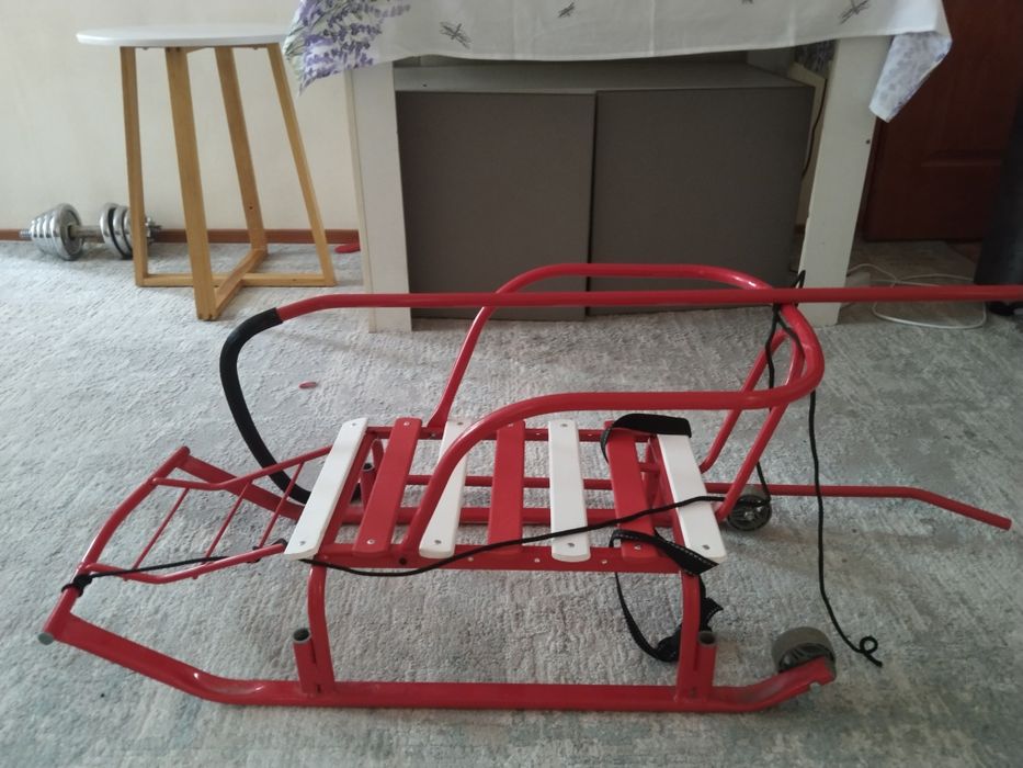 Санки с ручкой красные