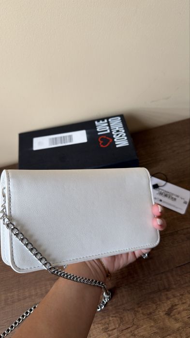 Мини чанта love moschino цвят бял