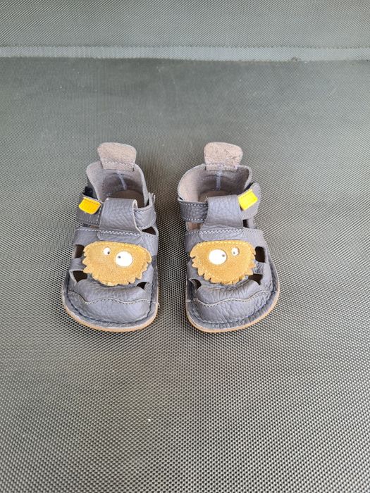 Sandale barefoot copii Tikki, piele naturala, gri, marimea 19