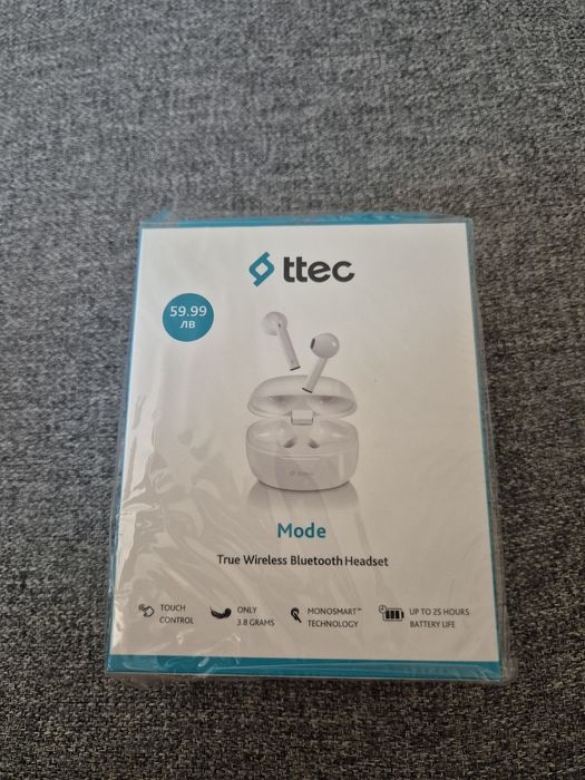 Нови безжични слушалки ttec бели Bluetooth слушалки