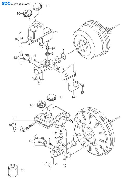Tulumba Vacuum Vacuum cu Vas si Pompa Lichid Ulei Servofrana Servo Frana Volkswagen Passat B8 2015 - 2023 Cod 3Q2614105F [C3995]