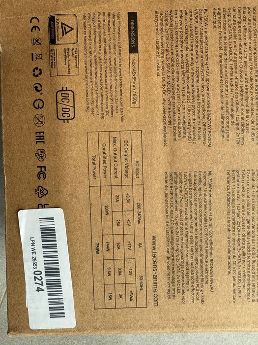 Sursa PC Tecens Anima APIII750 750W eficienta bronze 85% ca noua