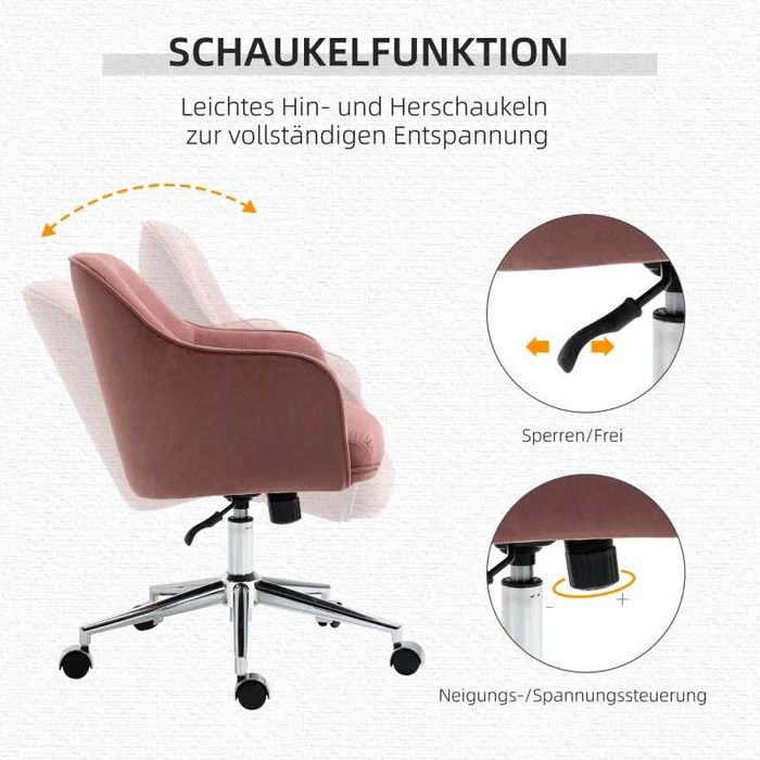 Офис стол Vinsetto с копчета, регулируема височина, функция люлеене