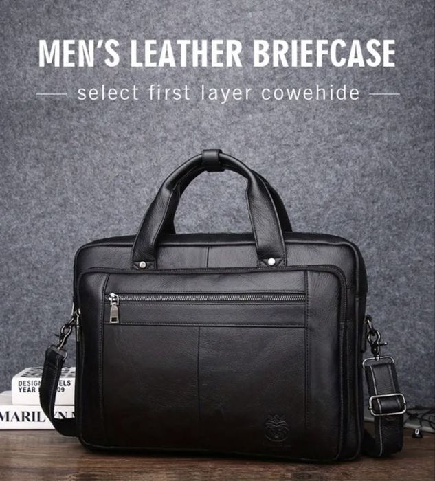 Мъжка класическа бизнес чанта с голям обем/Черна ест.кожа -10%Промоция