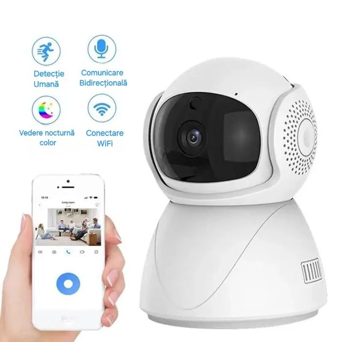Cameră IP WiFi HD. Monitor bebe/animale. Video+Audio. Urmărire mișcare