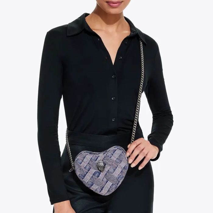 Дамска чанта сърце Kurt Geiger цветна, дънкова, кожена