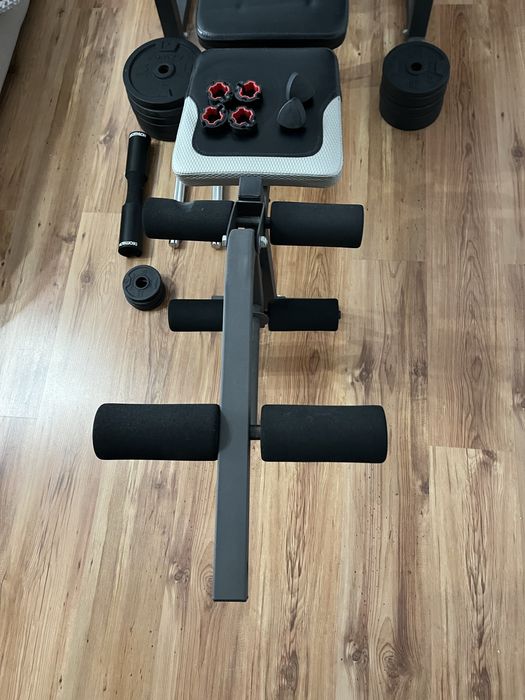 Set FITNESS - Bancă HAMMER + discuri fontă 48kg + bare