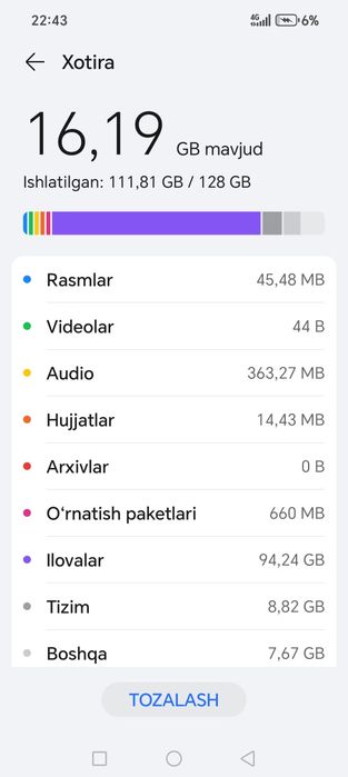 Honor x7 b  dakumet karopka 1 qo'l oishlatilgan