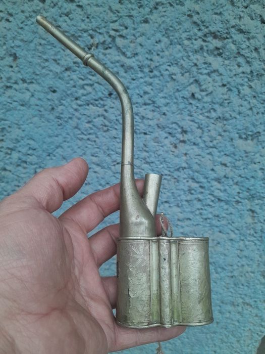 100+ годишна Сребърна ниска проба  Сачан Китайска лула за опиум