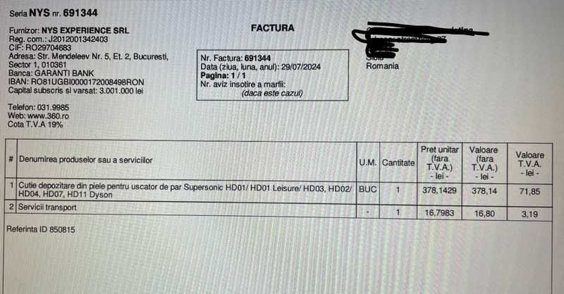 cutie pentru uscatorul Dyson