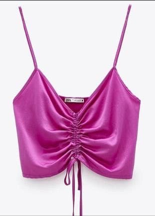 Zara къс сатенен топ