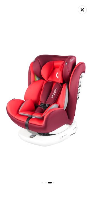 Scaun auto, Lionelo Bastiaan Pozitie de somn, Rotire 360 grade, 0-36 Kg, Cu Isofix si Centura Top Tether, Rosu