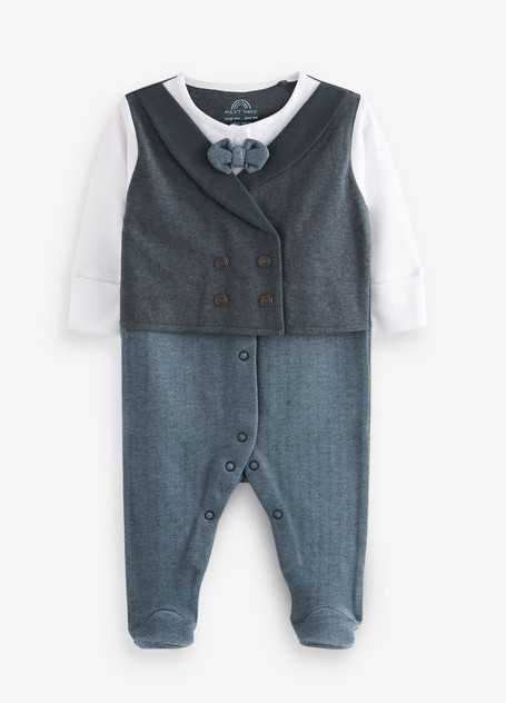 Pijama intreaga eleganta cu papion, 86cm, 12-18 luni