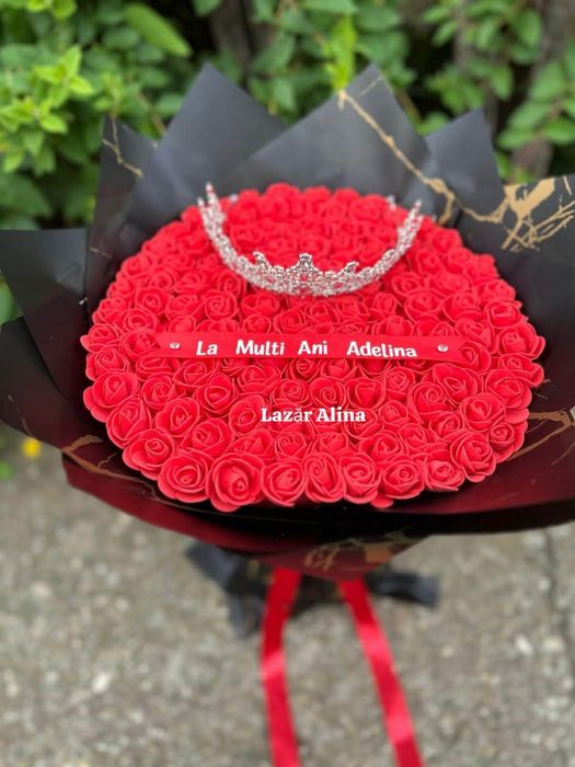 Buchet 101 trandafiri 165lei cu mesaj