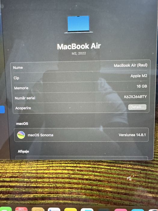 ! MacBook Air 13 M2 (2022) – 16GB RAM – Stare impecabilă!