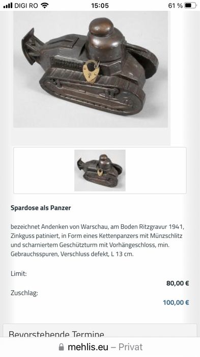 Pusculita veche metal tanc Panzer