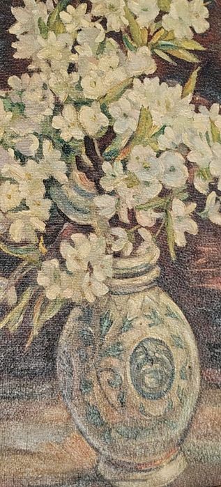 Tablou vechi de colecție – Natură statică cu flori de măr – Școală Austriacă / Atelier Vienez