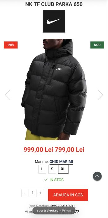 Geaca Parka Nike originala noua puf si pene