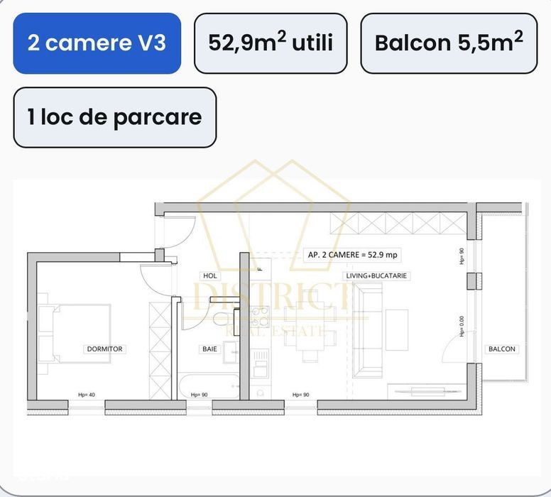 Apartament cu 2 camere | Etaj 1 | ESO