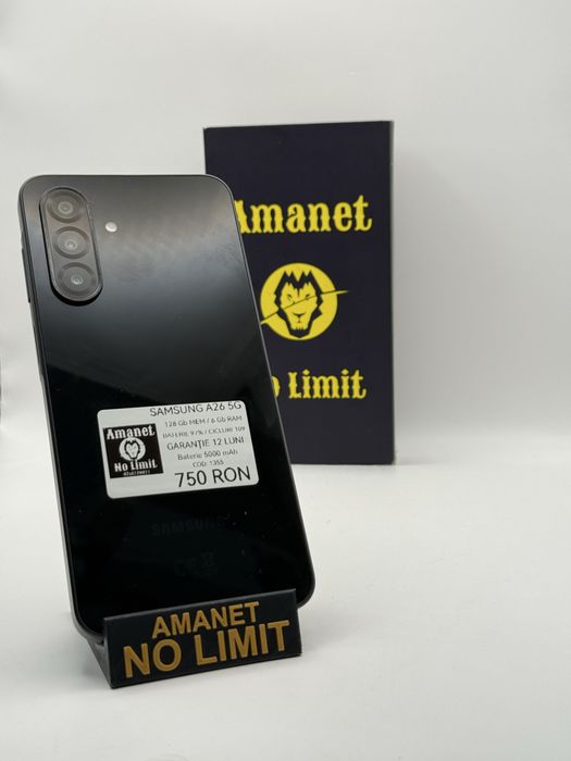 Samsung A26 5G Black 128GB Baterie 97% Cicluri 109 ,AMANET NO LIMIT  , Garantie 12 Luni