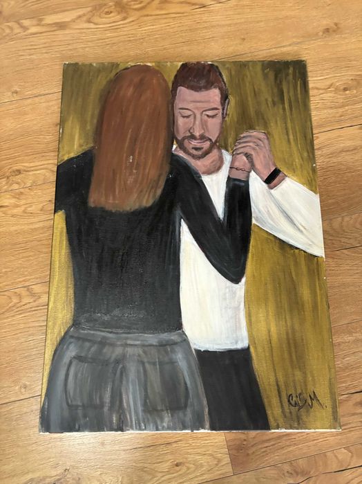 Tablou pictat manual – cuplu dansând, format mare