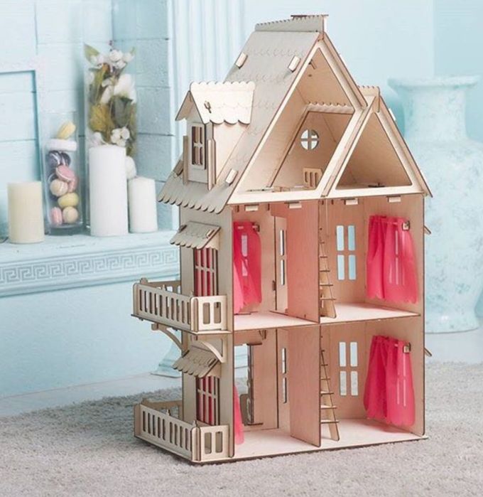 Отличный подарок! Игрушечный деревянный домик для девочек