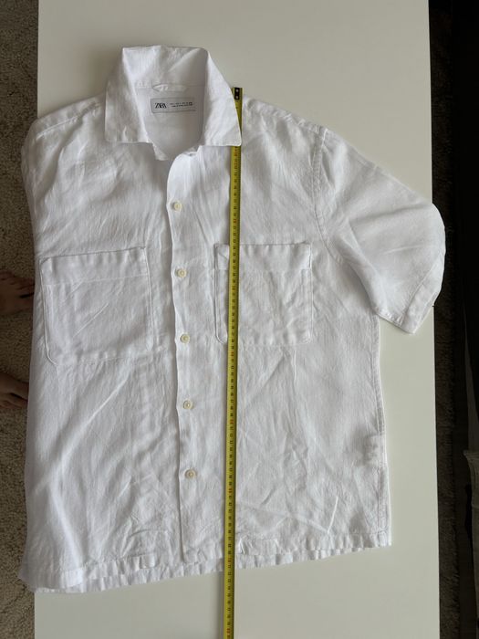 Бяла 100% ленена риза Zara