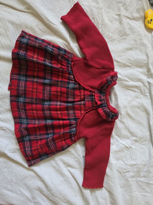 Set rochita Craciun si pulover rosu 6 luni 68cm