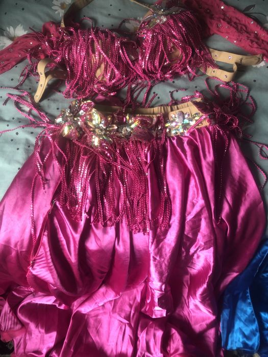 Belly dancing costume albastu roz