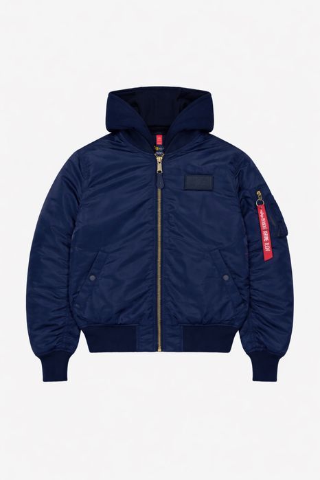 Alpha Industries Ma-1 Hooded Navy Bomber Jacket L