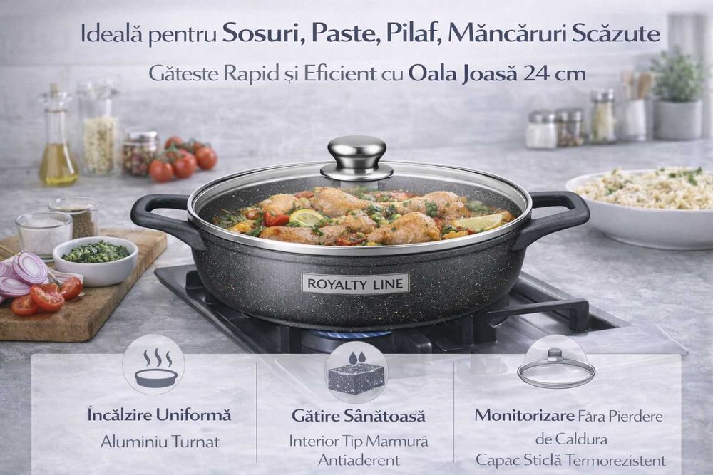 Oala joasa din aluminiu turnat cu capac 24 cm Royalty Line