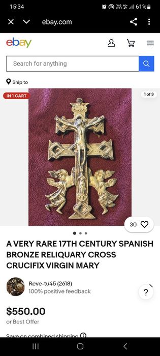 Antichități Cruce Crucifix Caravaca 1700-1800 Bronz