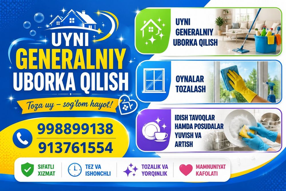 Qulay narxlarda uy tozalash xizmati
