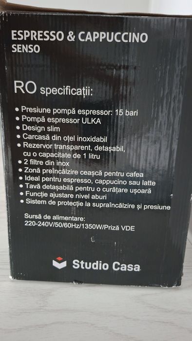 Espressor manual cafea  Studio Casa Senso SC2132, design slim, inox