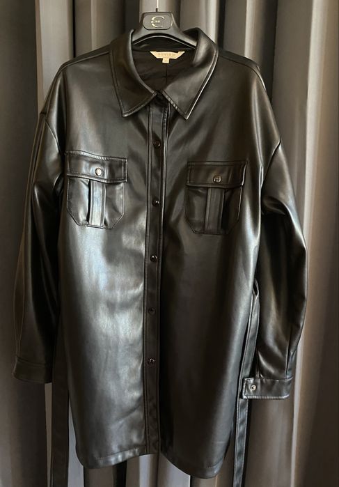 Черно кожено сако/риза   с колан