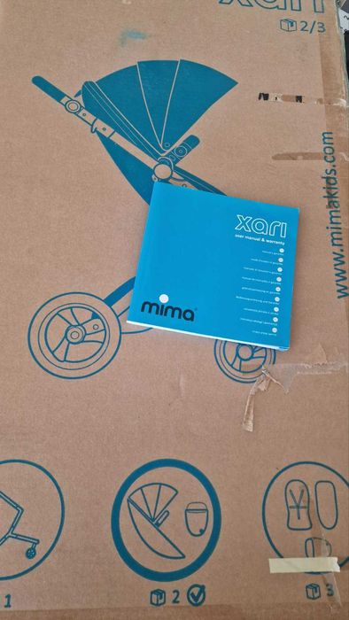 Продавам мултифункционална детска количка Mima Xari летен и зимен вариант комплект с преносимо кошче