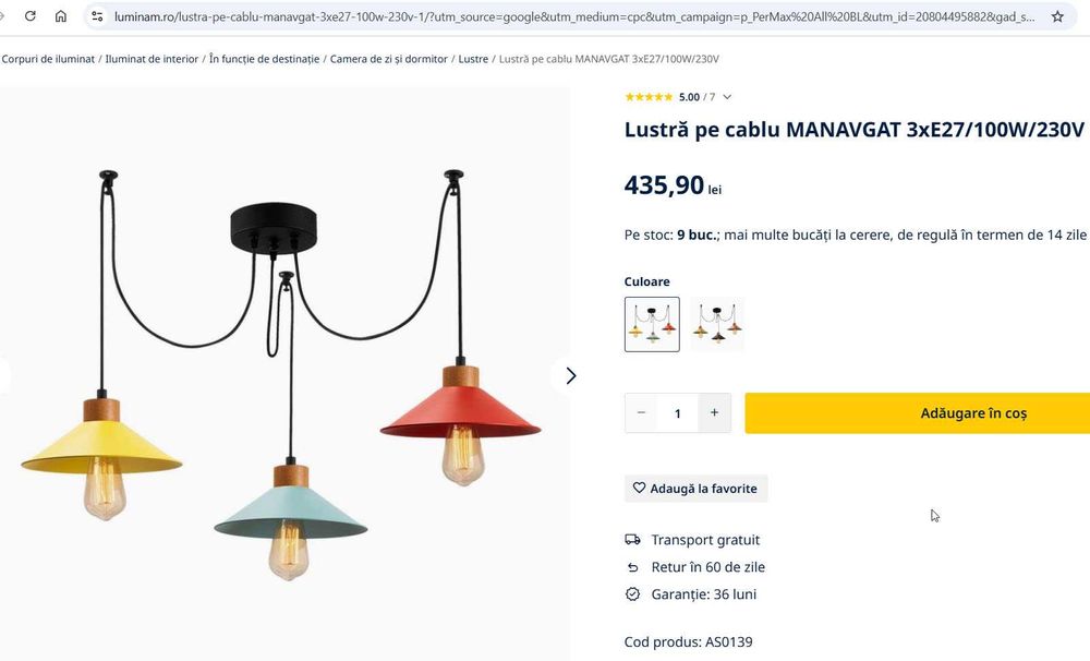 Lustră Manavgat - 3  abajururi - boho - metal