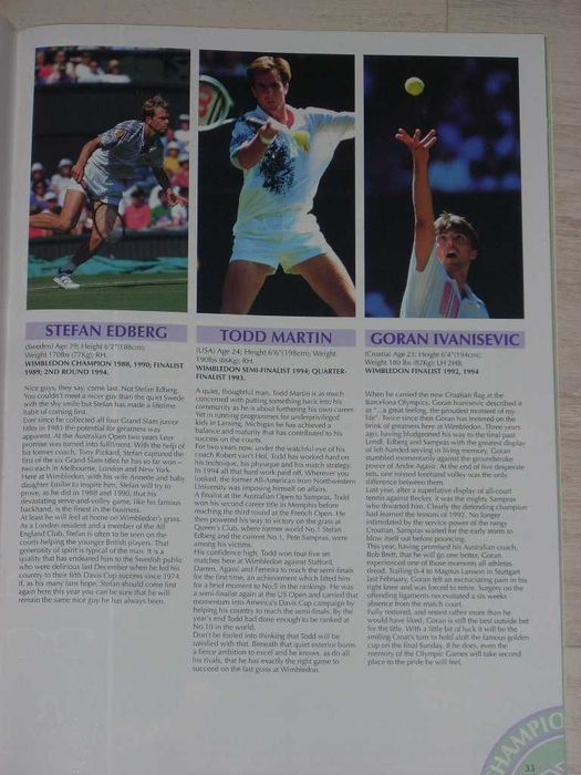 Официално списание от тенис турнира Уимбълдън 1995 с Магдалена Малеева