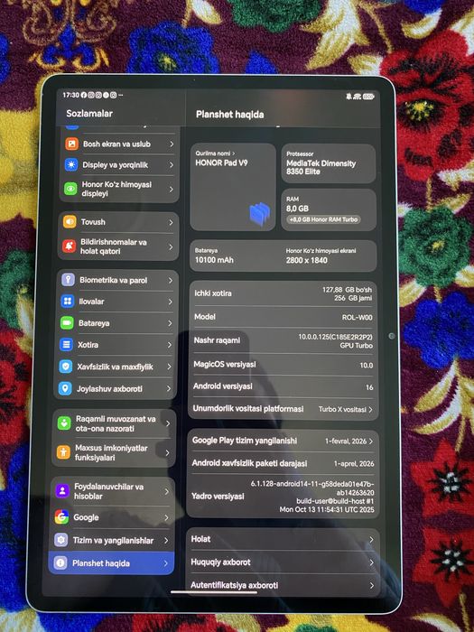 HonorPadV9. 8+8/256 GB