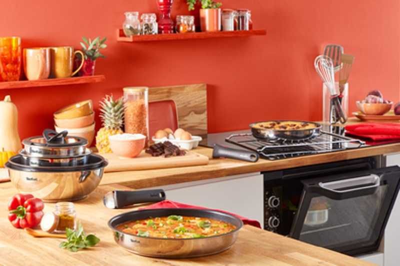 Set vase TEFAL Ingenio Emotion 5 piese, 2 x Tigaie, 2 x Cratita, Maner