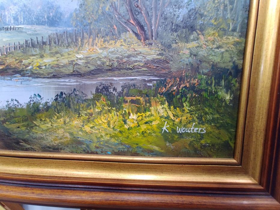 Мащабен белгийски пейзаж от K. Wouters (137х77 см) със сертификат
