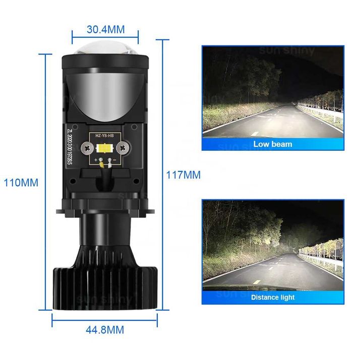 Комплект от 2 LED крушки H4 с лупа, Y6, 2x35 вата, 110x60мм, Canbus