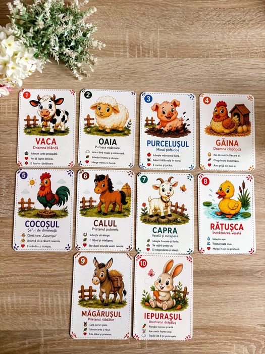 Set 10 cartonase Animalele mele de la ferma